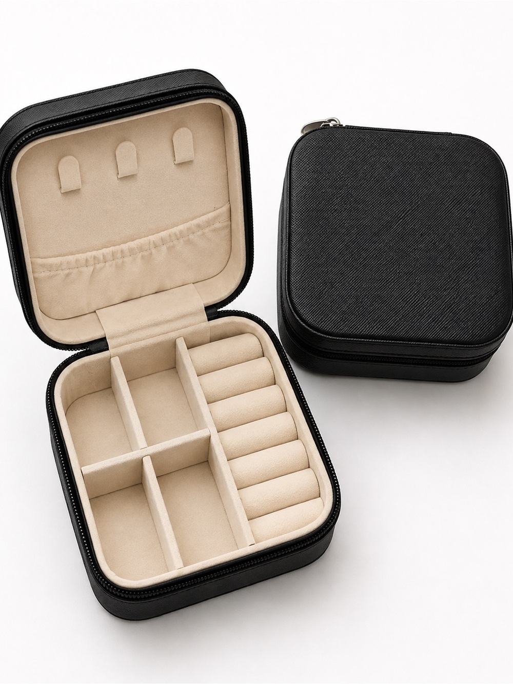 Black Travel Jewelry Organizer Case for Men